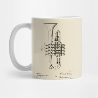 Rare and Unusual Brass Instrument, Four Valve Cornet, Brass Player Gift Mug